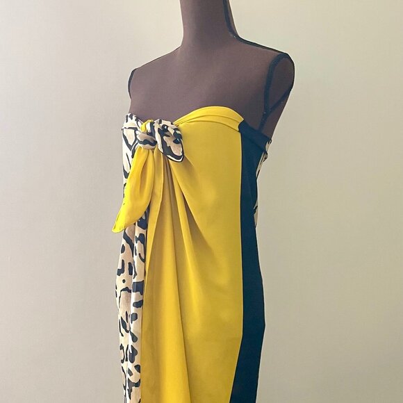 New Gucci Oversize Shawl Leopard Print Silk Yellow Wrap Scarf Cover - Picture 4 of 16